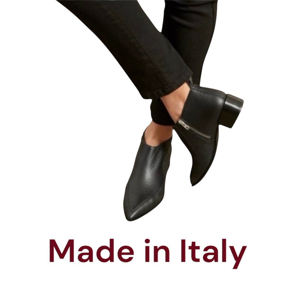 Everlane The Boss Bootie Black Leather Ankle Boot, crafted in Italy Size 6